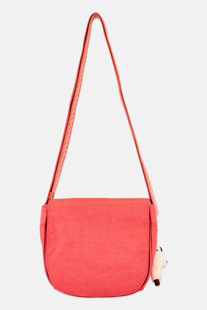 kipling Women Brand Logo Shoulder Bag With Keychain , Peach - Image 3